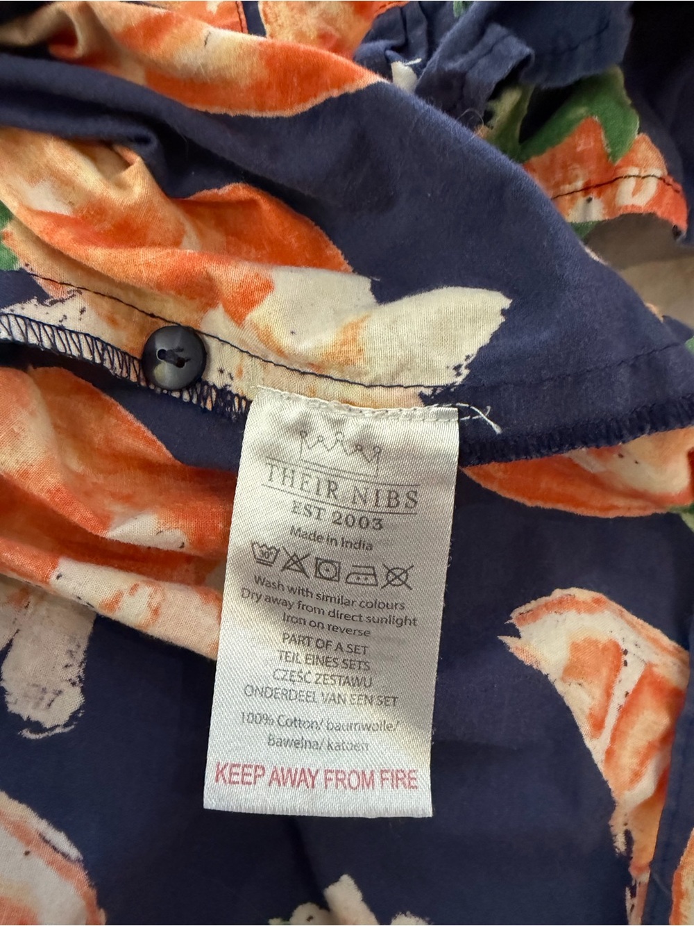 THEIR NIBS Cotton Pajamas Shorts and Top Set Blue Orange Fruit L - Picture 8 of 14